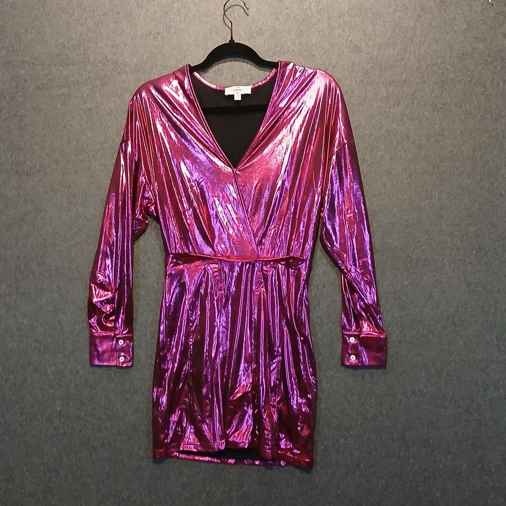 entro Metallic Fuchsia Pink Mini Dress